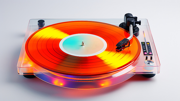 JPG 편집이미지 사람없음 빛 컬러풀 주황색 디지털합성 오브젝트 네온 턴테이블 편집소스 편집실사 AI포토 AI콘텐츠 컬러 CG 파일형식