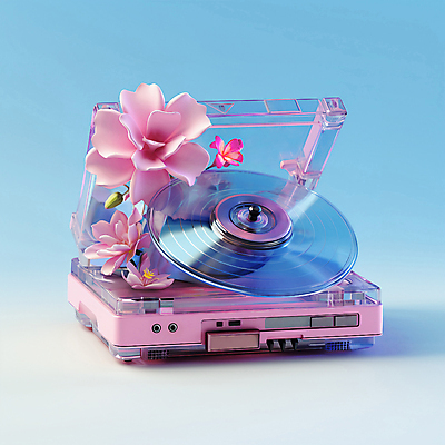 JPG 편집이미지 꽃 분홍색 하늘색 사람없음 디지털합성 오브젝트 턴테이블 편집소스 편집실사 AI포토 AI콘텐츠 식물 컬러 파란색 CG 파일형식