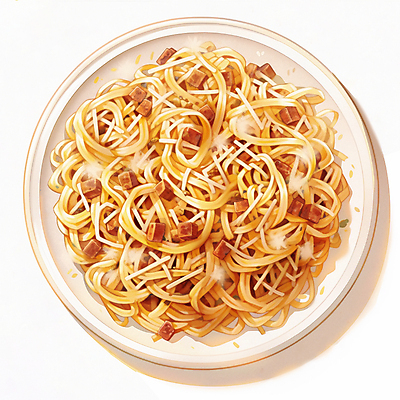 JPG 접시 일러스트 스파게티 사람없음 이탈리아음식 베이컨 까르보나라 맛있는 크림파스타 국내일러스트 AI일러스트 AI콘텐츠 식기 파스타 서양음식 돼지고기 파일형식