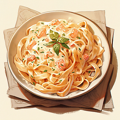 JPG 접시 일러스트 사람없음 이탈리아음식 베이컨 까르보나라 맛있는 크림파스타 국내일러스트 AI일러스트 AI콘텐츠 식기 파스타 서양음식 돼지고기 파일형식