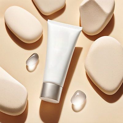 JPG 편집이미지 사람없음 여름 뷰티 화장품 돌_바위 흰색 선크림 디지털합성 베이지색 목업 편집소스 편집실사 AI포토 AI콘텐츠 계절 컬러 CG 파일형식