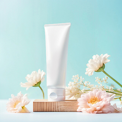 JPG 편집이미지 꽃 하늘색 사람없음 여름 뷰티 화장품 흰색 선크림 디지털합성 목업 편집소스 편집실사 AI포토 AI콘텐츠 식물 계절 컬러 파란색 CG 파일형식