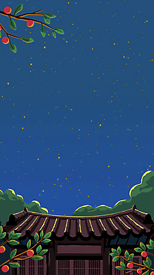 전통 백그라운드 밤하늘 한옥 사람없음 파란색 추석 보름달 나뭇가지 감나무 모션그래픽 MP4 MOV 나무 한국전통 명절 컬러 고건축 하늘 감 달 야간 동영상 파일형식