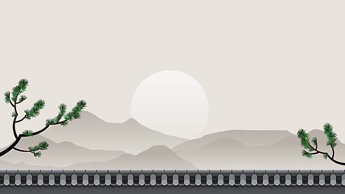 한국전통 전통 백그라운드 산 사람없음 추석 회색 달 나뭇가지 소나무 기와담장 모션그래픽 MP4 MOV 자연요소 나무 명절 컬러 한국 기와 담장 동영상 파일형식