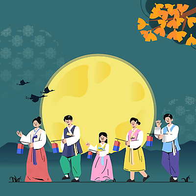 전신 전통 여자 남자 어린이 백그라운드 가족 조류 밤하늘 들기 소녀 여러명 성인 걷기 추석 학 보름달 흰색 나뭇가지 야간 한복 청사초롱 은행잎 청록색 손인사 일렬 모션그래픽 MP4 MOV 자연요소 나무 동물 한국전통 명절 컬러 다수 잎 관계 모션 하늘 사람 달 인사 전통의상 동영상 초롱 파일형식