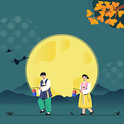 전신 전통 여자 남자 백그라운드 조류 밤하늘 들기 성인 두명 걷기 추석 학 보름달 흰색 나뭇가지 야간 한복 청사초롱 은행잎 청록색 일렬 성인만 모션그래픽 MP4 MOV 자연요소 나무 동물 한국전통 명절 컬러 잎 모션 하늘 사람 달 전통의상 동영상 초롱 파일형식