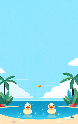 JPG 구름 바다 하늘색 일러스트 공 물놀이 오리 수영장 풍경 사람없음 여름 수영 카피스페이스 국내일러스트 AI일러스트 AI콘텐츠 자연요소 계절 놀이 조류 파란색 공백 수상스포츠 파일형식