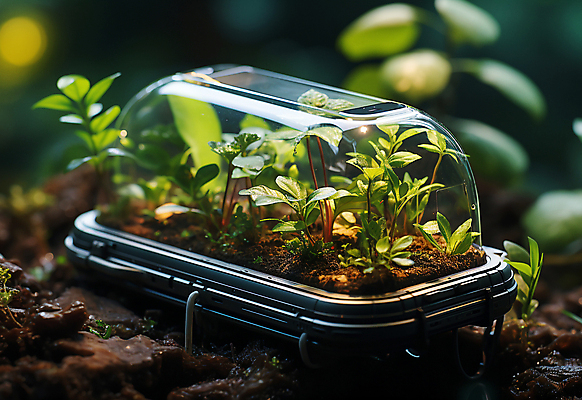 JPG 편집이미지 화분 잎 농업 사람없음 아웃포커스 농작물 농장 디지털합성 사물인터넷 스마트팜 편집소스 편집실사 AI컴퓨터그래픽 AI콘텐츠 식물 산업 촬영기법 정보기술 CG 파일형식