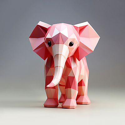 JPG 동물 편집이미지 분홍색 코끼리 사람없음 3D 입체 디지털합성 폴리곤 편집소스 이미지편집 편집3D AI컴퓨터그래픽 AI콘텐츠 컬러 포유류 파일형식
