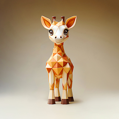 JPG 동물 편집이미지 사람없음 주황색 기린 입체 디지털합성 폴리곤 편집소스 편집실사 AI컴퓨터그래픽 AI콘텐츠 컬러 포유류 CG 파일형식