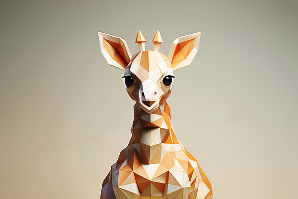 JPG 동물 편집이미지 사람없음 노란색 기린 입체 디지털합성 폴리곤 편집소스 편집실사 AI컴퓨터그래픽 AI콘텐츠 컬러 포유류 CG 파일형식