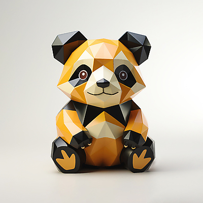 JPG 동물 편집이미지 앉기 사람없음 판다 입체 디지털합성 폴리곤 편집소스 편집실사 AI컴퓨터그래픽 AI콘텐츠 곰 모션 CG 파일형식
