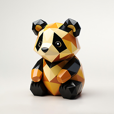 JPG 동물 편집이미지 앉기 사람없음 판다 입체 디지털합성 폴리곤 편집소스 편집실사 AI컴퓨터그래픽 AI콘텐츠 곰 모션 CG 파일형식