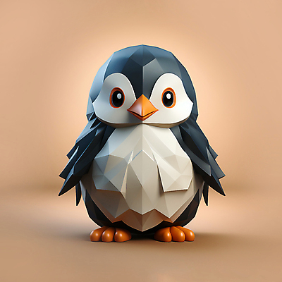 JPG 동물 편집이미지 사람없음 입체 디지털합성 펭귄 폴리곤 편집소스 편집실사 AI컴퓨터그래픽 AI콘텐츠 조류 CG 파일형식