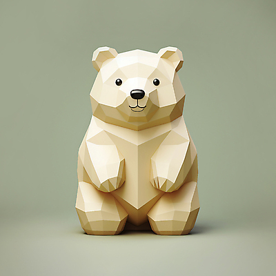JPG 동물 편집이미지 사람없음 입체 디지털합성 북극곰 베이지색 폴리곤 편집소스 편집실사 AI컴퓨터그래픽 AI콘텐츠 컬러 곰 CG 파일형식