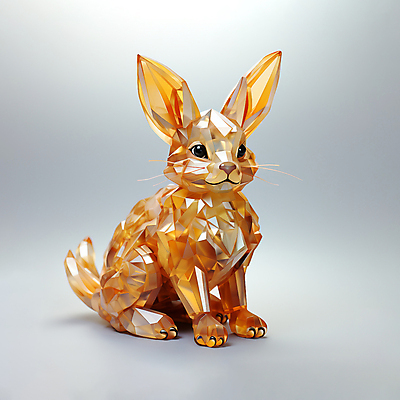 JPG 동물 편집이미지 사람없음 주황색 토끼 입체 디지털합성 폴리곤 편집소스 편집실사 AI컴퓨터그래픽 AI콘텐츠 컬러 포유류 반려동물 CG 파일형식