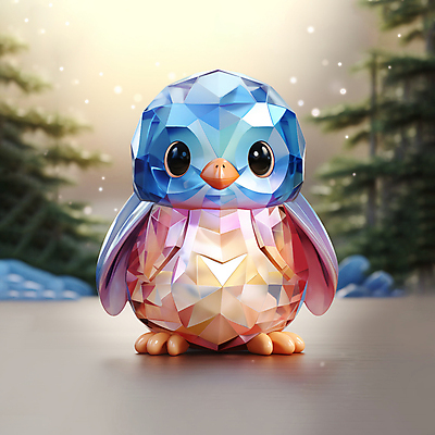 JPG 나무 동물 편집이미지 사람없음 컬러풀 눈 입체 디지털합성 펭귄 폴리곤 편집소스 편집실사 AI컴퓨터그래픽 AI콘텐츠 자연요소 식물 컬러 조류 날씨 CG 파일형식