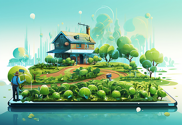 JPG 나무 밭 일러스트 한명 들기 성인 건물 초록색 농장 농부 농기구 니은 성인한명만 스마트팜 국내일러스트 AI일러스트 AI콘텐츠 식물 직업 1 건축물 컬러 농업 모션 사람 자음 성인만 파일형식