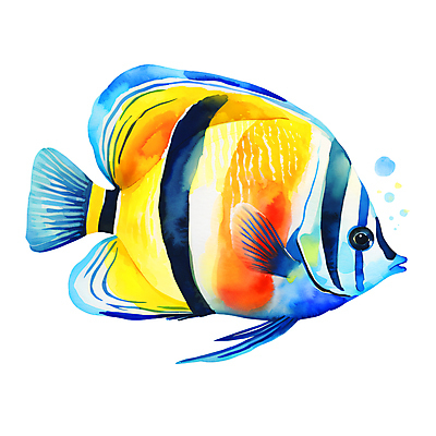 JPG 한마리 일러스트 붓터치 수채화 사람없음 바다동물 번짐 손그림 나비고기 국내일러스트 AI일러스트 AI콘텐츠 동물 1 바다 어류 수중동물 파일형식 효과