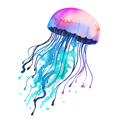 JPG 한마리 일러스트 붓터치 수채화 사람없음 바다동물 번짐 손그림 그라데이션 해파리 국내일러스트 AI일러스트 AI콘텐츠 동물 1 바다 수중동물 자포동물 파일형식 효과