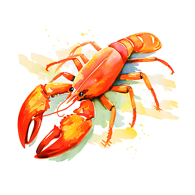 JPG 한마리 일러스트 붓터치 수채화 사람없음 빨간색 바다동물 바닷가재 번짐 손그림 국내일러스트 AI일러스트 AI콘텐츠 동물 1 바다 컬러 수중동물 가재 파일형식 효과
