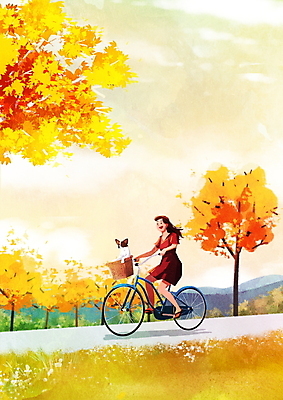 전신 PSD 한마리 여자 반려견 단풍 낙엽 일러스트 하늘 단풍나무 함께함 한명 성인 반려동물 자전거 일몰 산책로 가을 강아지 승차 성인여자한명만 국내일러스트 나무 동물 1 계절 길 컨셉 잎 모션 사람 노을 바이크 개 여자한명만 성인여자만 파일형식