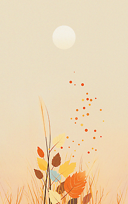 JPG 식물 단풍 낙엽 일러스트 갈대 사람없음 보름달 가을 입추 베이지색 카피스페이스 국내일러스트 AI일러스트 AI콘텐츠 계절 컬러 잎 공백 달 절기 파일형식