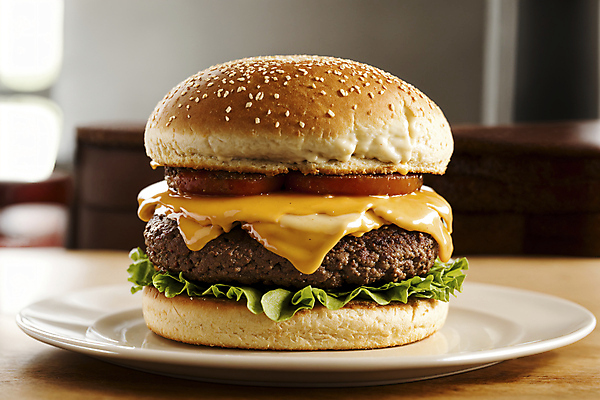 JPG 편집이미지 접시 음식 패스트푸드 서양음식 사람없음 아웃포커스 햄버거 치즈버거 편집실사 AI포토 AI콘텐츠 식기 촬영기법 인스턴트 CG 파일형식