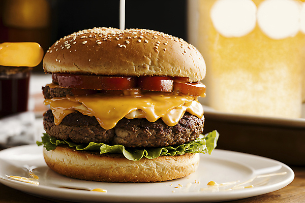 JPG 편집이미지 접시 음식 패스트푸드 서양음식 사람없음 아웃포커스 햄버거 보케 치즈버거 편집실사 AI포토 AI콘텐츠 식기 촬영기법 인스턴트 CG 파일형식