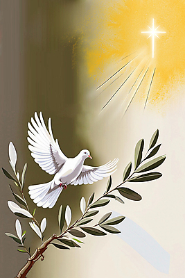JPG 한마리 기독교 십자가 일러스트 사람없음 빛 반짝임 평화 비둘기 올리브잎 국내일러스트 AI일러스트 AI콘텐츠 1 종교 컨셉 잎 모션 조류 파일형식