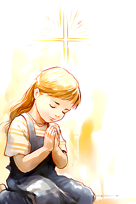 JPG 전신 여자 기독교 어린이 십자가 일러스트 붓터치 수채화 한명 소녀 빛 믿음 눈감음 기도 무릎꿇기 신도 번짐 손모으기 신앙심 소녀한명만 국내일러스트 AI일러스트 AI콘텐츠 1 감정 종교 모션 사람 손짓 여자한명만 소녀만 파일형식 효과