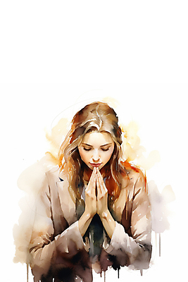 JPG 여자 기독교 일러스트 붓터치 수채화 한명 상반신 성인 눈감음 기도 신도 번짐 손모으기 신앙심 성인여자한명만 국내일러스트 AI일러스트 AI콘텐츠 1 종교 모션 사람 손짓 여자한명만 성인여자만 파일형식 효과