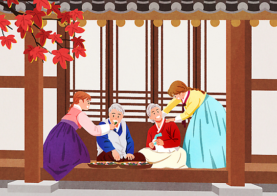 전신 PSD 여자 할아버지 노년 남자 할머니 어린이 단풍 일러스트 가족 손녀 숙이기 기와집 앉기 소녀 여러명 추석 화목 다정 시골 마사지 한복 먹여주기 송편 고향 송편빚기 툇마루 국내일러스트 한국전통 명절 포즈 다수 컨셉 잎 관계 모션 한옥 떡 사람 성인 마루_인테리어 전통의상 먹기 손주 요리중 파일형식