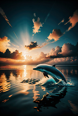 JPG 구름 편집이미지 한마리 파도 바다 자연 하늘 사람없음 태양 반사 점프 일몰 돌고래 튀는물 편집실사 AI컴퓨터그래픽 AI콘텐츠 자연요소 1 포유류 모션 노을 수중동물 CG 생태계 액체표현 스플래쉬 파일형식