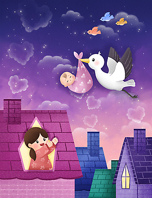 PSD 구름 여자 여러마리 일러스트 창문 조류 밤하늘 엄마 주택 굴뚝 상반신 성인 두명 눈감음 보라색 만남 하트 아기 보자기 연기 물기 손뻗기 황새 국내일러스트 자연요소 모양 동물 컬러 다수 컨셉 가족 모션 하늘 사람 건물 야간 파일형식 천_직물