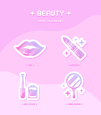 아이콘 분홍색 사람없음 반짝임 뷰티 립스틱 입술 매니큐어 손거울 2D아이콘 AI파일 컬러 모션 신체부위 화장품 거울 파일형식 벡터