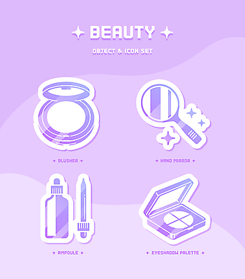 아이콘 사람없음 반짝임 화장 뷰티 보라색 화장품 스포이트 볼터치 손거울 아이섀도 앰플 2D아이콘 AI파일 컬러 모션 거울 피펫 파일형식 벡터