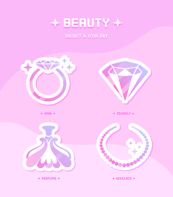 아이콘 분홍색 목걸이 사람없음 반짝임 뷰티 고급 보석 향수 다이아몬드 다이아몬드반지 2D아이콘 AI파일 컬러 컨셉 장신구 모션 화장품 반지 광석 파일형식 벡터