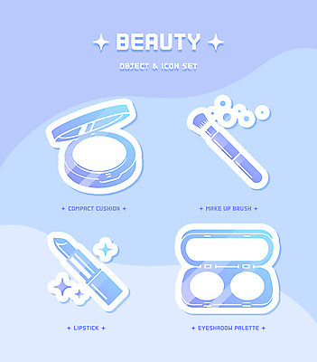 아이콘 사람없음 파란색 반짝임 화장 뷰티 화장품 립스틱 아이섀도 메이크업브러쉬 팩트 2D아이콘 AI파일 컬러 모션 붓 파일형식 벡터
