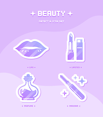 아이콘 사람없음 반짝임 뷰티 보라색 립스틱 향수 입술 마스카라 2D아이콘 AI파일 컬러 모션 신체부위 화장품 파일형식 벡터
