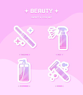 아이콘 분홍색 사람없음 반짝임 화장 뷰티 화장품 거품 물방울 마스카라 분무기 면도기 공병 디퓨저 미스트 2D아이콘 AI파일 컬러 모션 위생용품 병_담는 파일형식 벡터