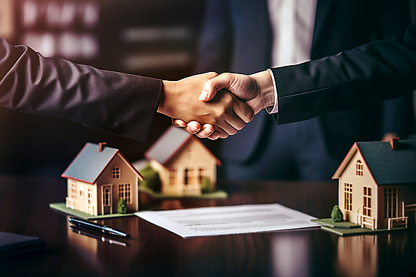 JPG 편집이미지 손 비즈니스 부동산 악수 협상 정장 신체부위 펜 계약 문서 건축모형 계약서 계약체결 편집실사 AI인물포토 AI콘텐츠 옷 사람 손짓 필기구 모형 재산 CG 파일형식 AI포토