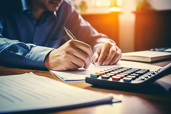 JPG 편집이미지 남자 비즈니스 부동산 협상 한명 정장 상반신 성인 펜 계산기 기록 잡기 계약 문서 계약서 성인남자한명만 편집실사 AI인물포토 AI콘텐츠 1 옷 모션 문구용품 사람 필기구 장비 재산 CG 남자한명만 성인남자만 파일형식 AI포토