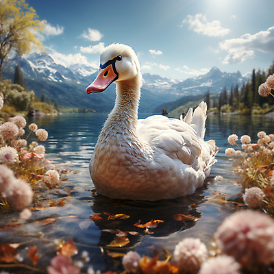 JPG 구름 편집이미지 한마리 꽃 호수 자연 산 오리 풍경 사람없음 햇빛 디지털합성 편집소스 편집실사 AI포토 AI콘텐츠 자연요소 식물 1 조류 태양 CG 생태계 파일형식