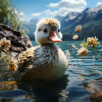 JPG 구름 편집이미지 한마리 꽃 호수 자연 산 오리 풍경 사람없음 바위 디지털합성 편집소스 편집실사 AI포토 AI콘텐츠 자연요소 식물 1 조류 돌_바위 CG 생태계 파일형식