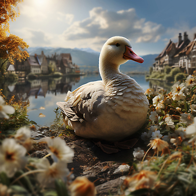 JPG 구름 편집이미지 한마리 꽃 호수 자연 오리 풍경 사람없음 햇빛 마을 디지털합성 편집소스 편집실사 AI포토 AI콘텐츠 자연요소 식물 1 조류 태양 CG 생태계 파일형식