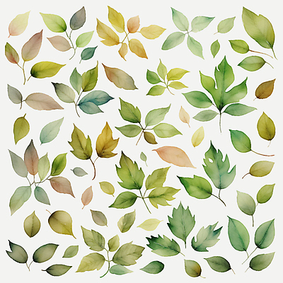 일러스트 붓터치 나뭇잎 수채화 사람없음 초록색 번짐 국내일러스트 AI파일 컬러 잎 파일형식 벡터 효과