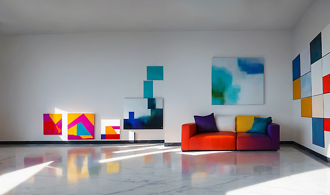 JPG 편집이미지 액자 쿠션 사람없음 인테리어 소파 햇빛 공간 미술관 디지털합성 모던 그림 작품 대리석 편집소스 편집실사 AI포토 AI콘텐츠 디자인 의자 재료 미술 태양 CG 파일형식