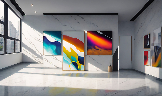 JPG 편집이미지 액자 창문 조명 사람없음 인테리어 햇빛 공간 미술관 디지털합성 모던 그림 작품 편집소스 편집실사 AI포토 AI콘텐츠 디자인 미술 태양 CG 파일형식