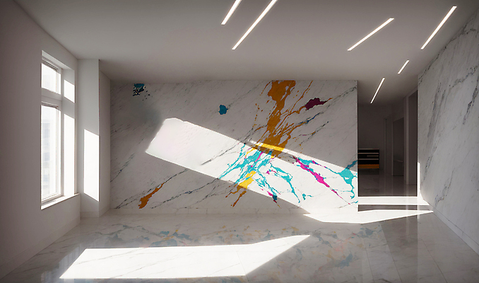 JPG 편집이미지 사람없음 인테리어 햇빛 페인트 공간 미술관 디지털합성 모던 그림 작품 대리석 편집소스 편집실사 AI포토 AI콘텐츠 디자인 재료 미술 태양 CG 파일형식